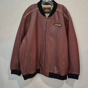Harley-Davidson Bomber Leather Jacket 120th Anniversary Brown Size 4XL